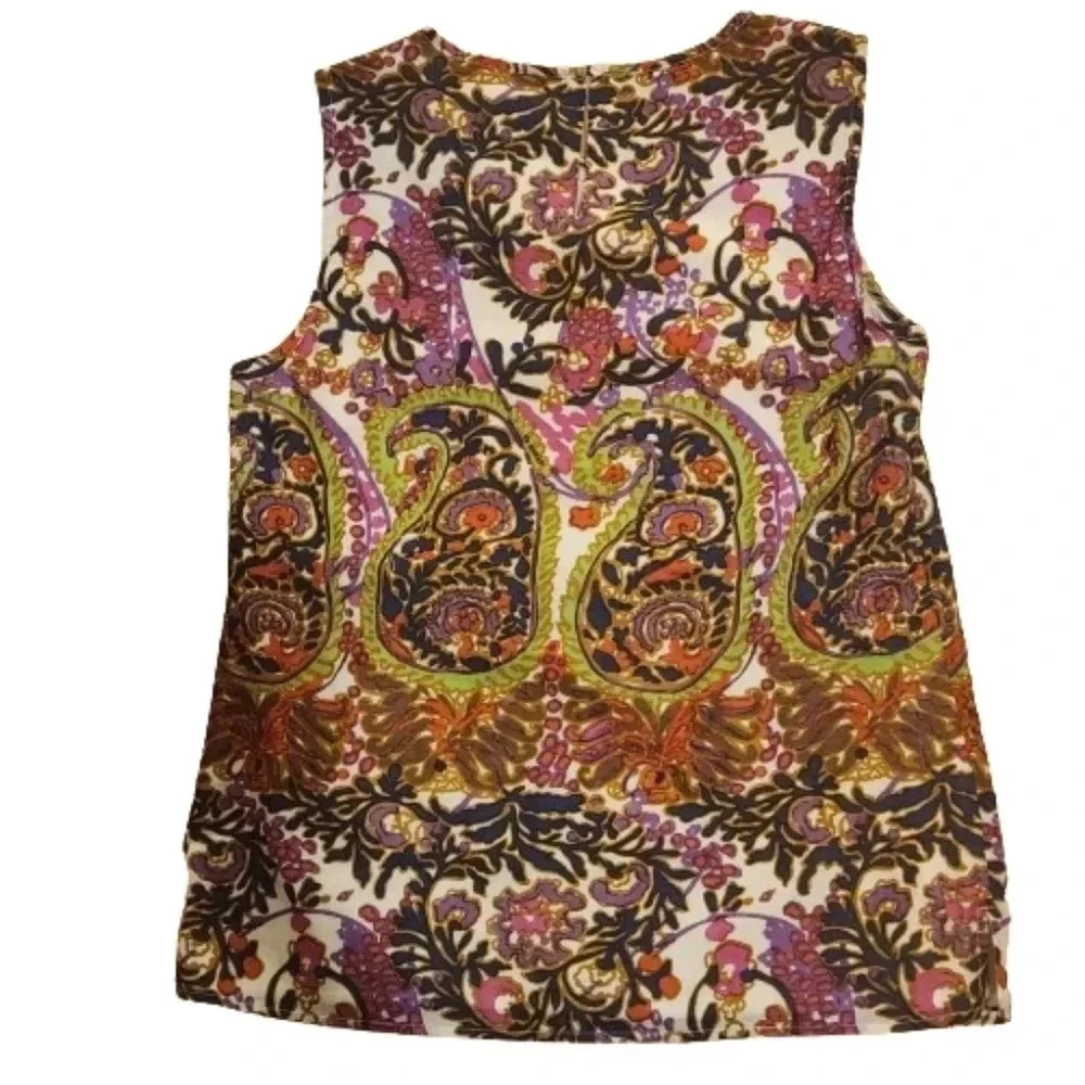 NWOT Talbots sleeveless 100% cotton, lined floral paisley top Size 4 - Picture 2 of 5